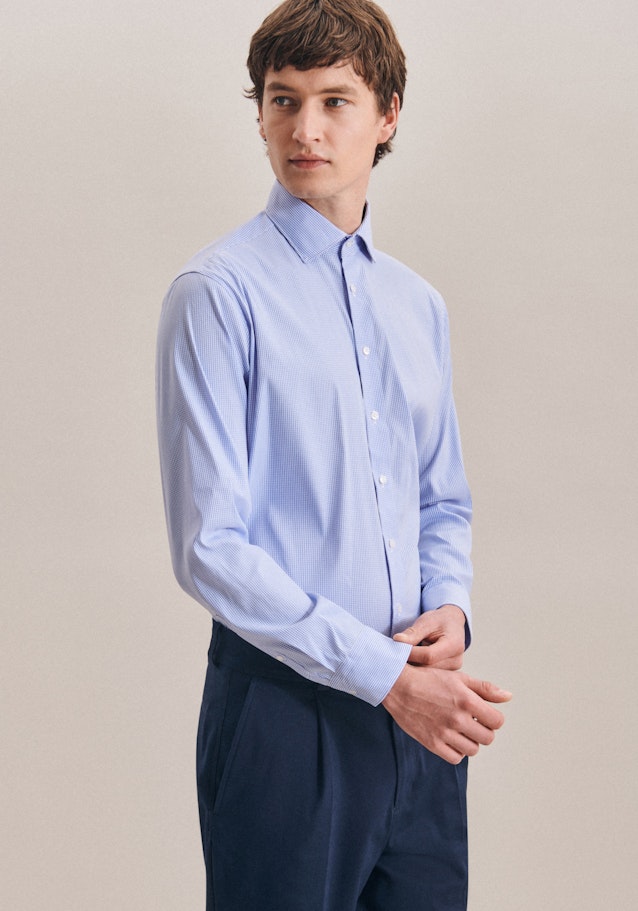 Regular Performance shirt Check in Light Blue | Seidensticker Onlineshop