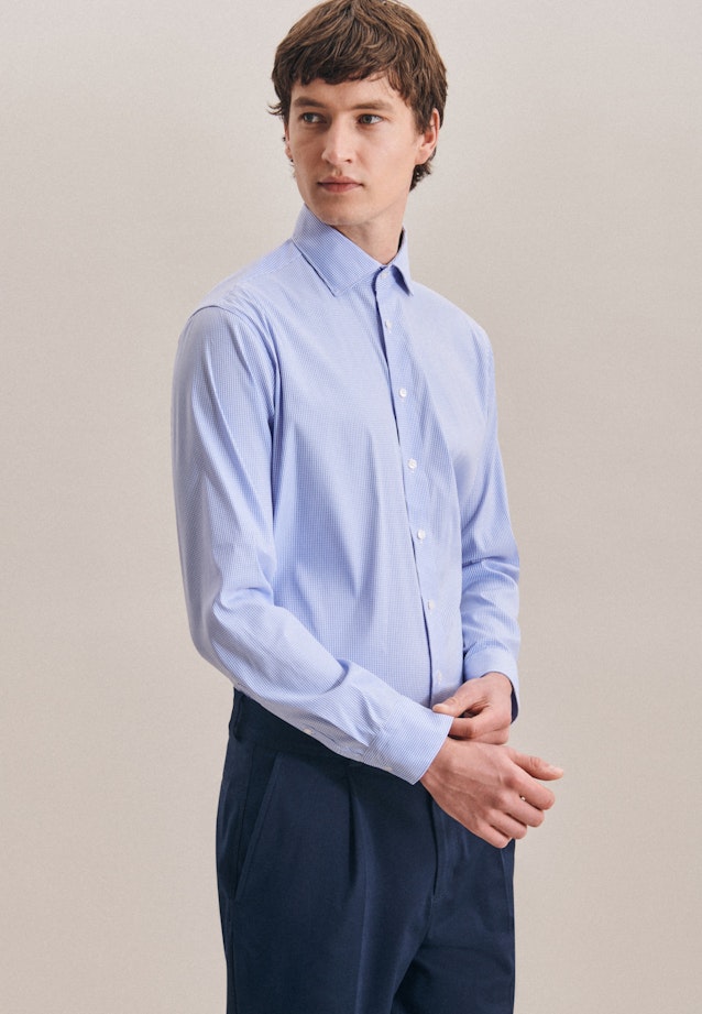 Regular Performance shirt Check in Light Blue |  Seidensticker Onlineshop