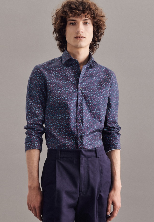 Slim Chemise casual Imprimé in Bleu Foncé |  Seidensticker Onlineshop