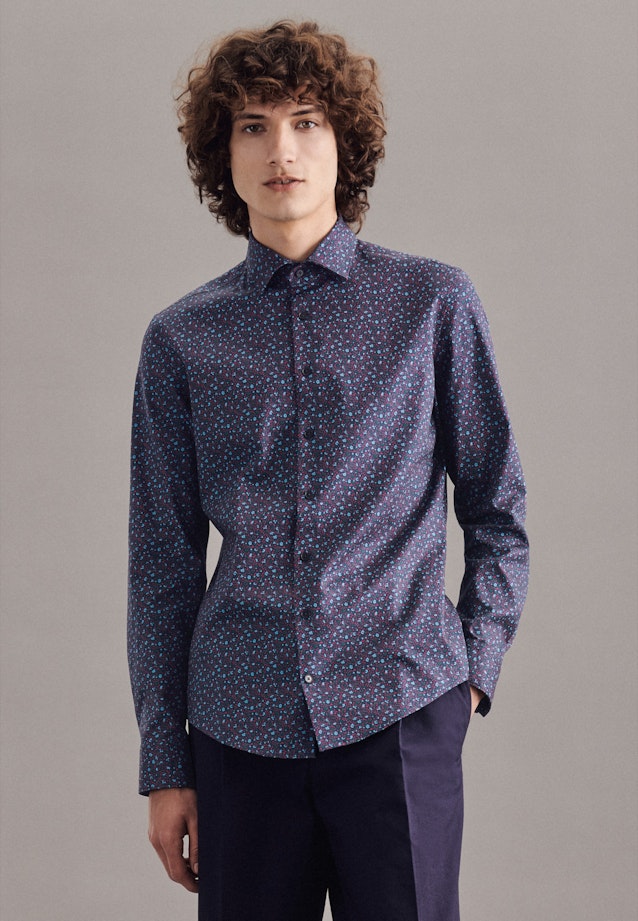 Slim Chemise casual Imprimé in Bleu Foncé |  Seidensticker Onlineshop