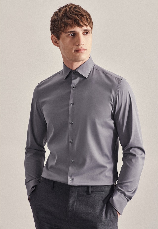Slim Performance-Hemd Uni in Grau |  Seidensticker Onlineshop