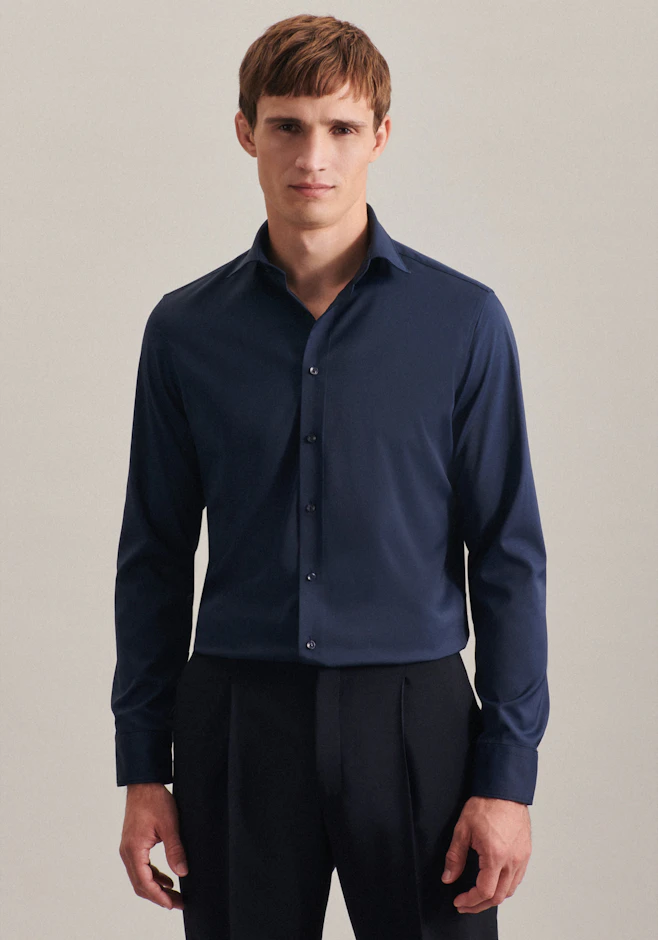 Slim Performance-Hemd Uni in Dunkelblau | Seidensticker Onlineshop