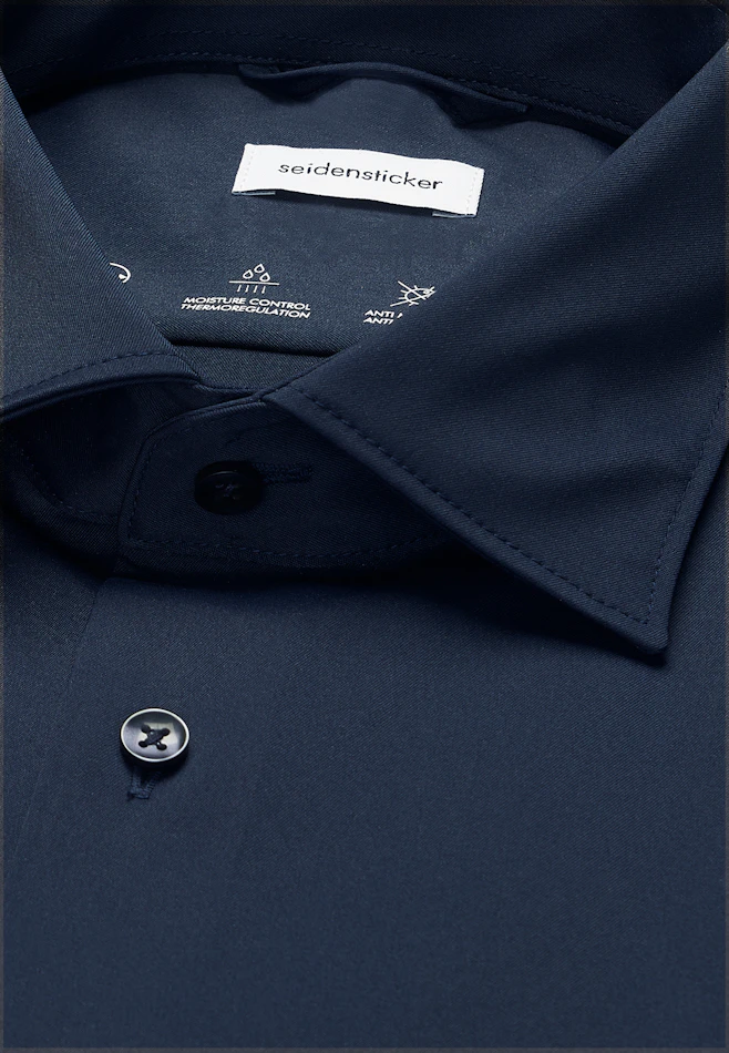 Slim Chemise Performance Uni dans Bleu Foncé | Boutique en ligne Seidensticker