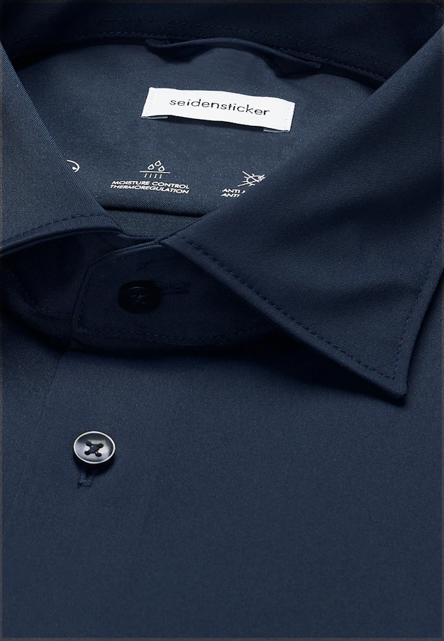 Slim Performance-Hemd Uni in Dunkelblau |  Seidensticker Onlineshop