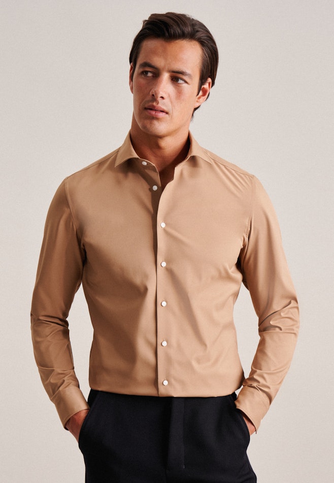 Performance shirt in Slim with Kent-Collar in Brown | Seidensticker online shop