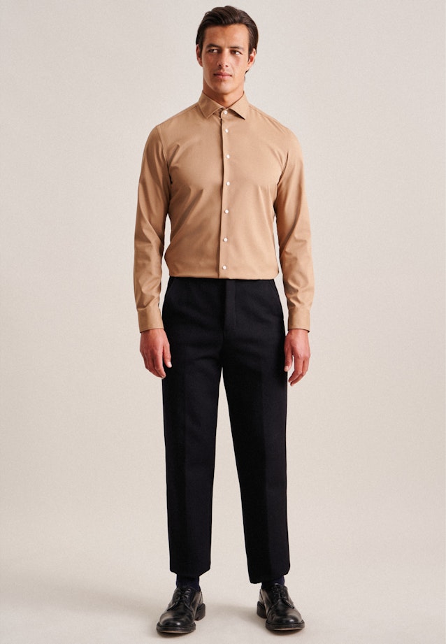 Slim Chemise Performance Uni in Marron |  Seidensticker Onlineshop