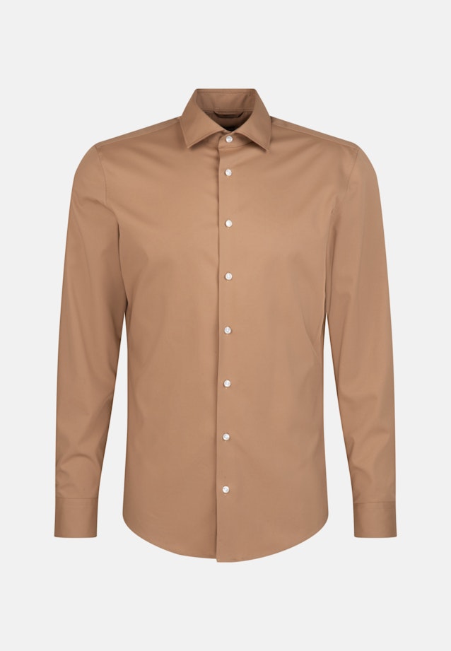 Chemise performance Slim Twill (sergé) Col Kent in Marron |  Seidensticker Onlineshop