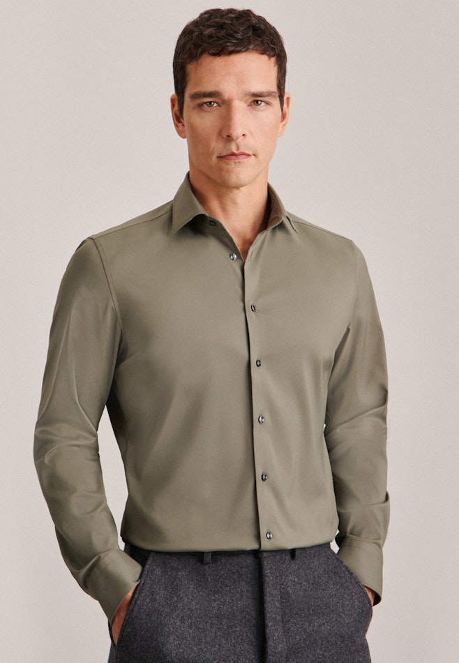 Chemise performance Slim Twill (sergé) Col Kent dans Vert | Boutique en ligne Seidensticker