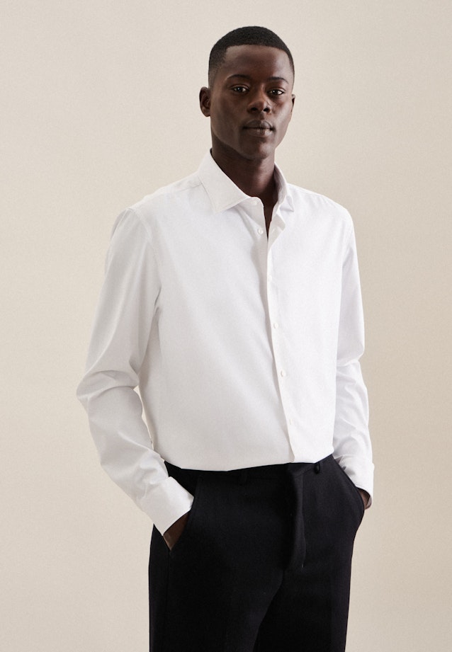 Chemise performance Slim Twill (sergé) Col Kent in Blanc |  Seidensticker Onlineshop