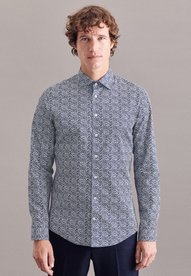 Chemise Business Slim Popeline Col Kent dans Bleu Foncé | Boutique en ligne Seidensticker