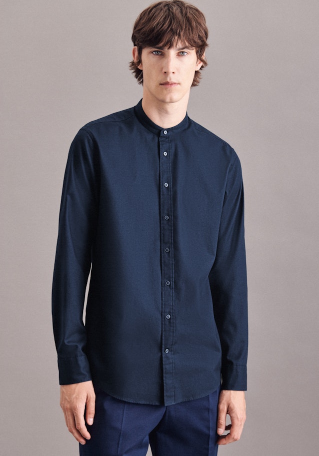 Easy-iron Twill Business Shirt in Regular with Stand-Up Collar in Dark Blue |  Seidensticker Onlineshop