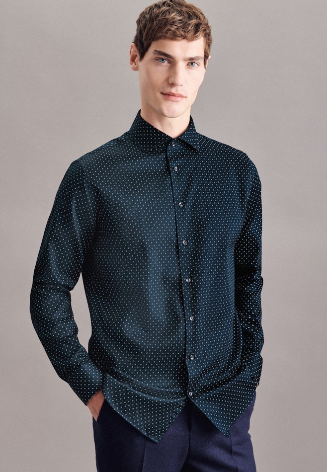 Chemise Business Shaped Twill (sergé) Col Kent dans Bleu Foncé | Boutique en ligne Seidensticker