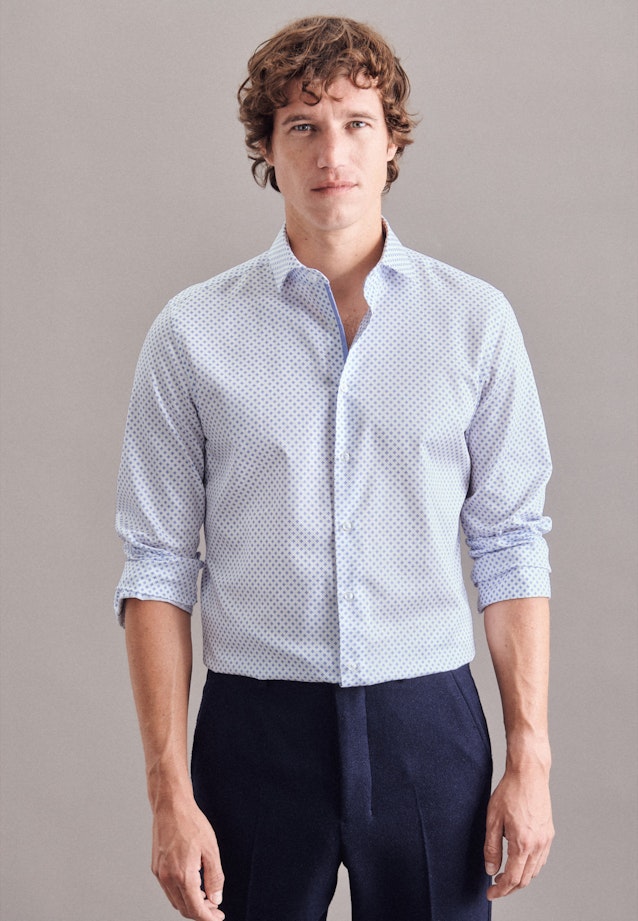 Slim Business Hemd Print in Hellblau |  Seidensticker Onlineshop
