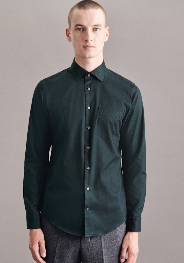 Easy-iron Twill Business Shirt in Slim with Kent-Collar in Green |  Seidensticker Onlineshop