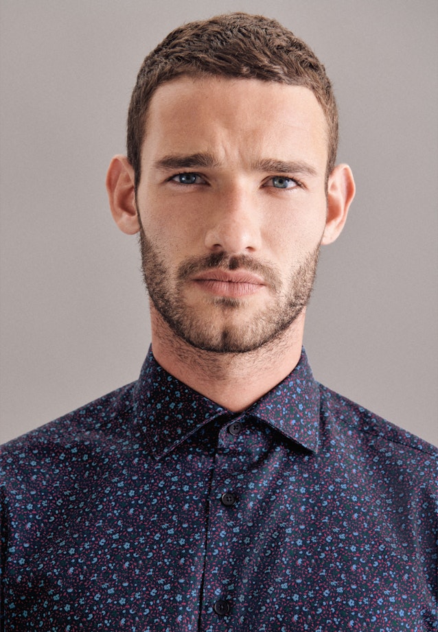 Regular Chemise casual Imprimé in Bleu Foncé |  Seidensticker Onlineshop