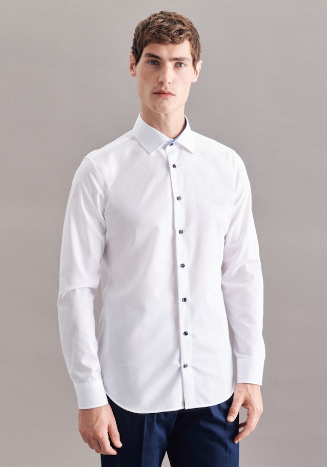 Non-iron Poplin Business Shirt in Shaped with Kent-Collar and extra long sleeve in White | Seidensticker Onlineshop