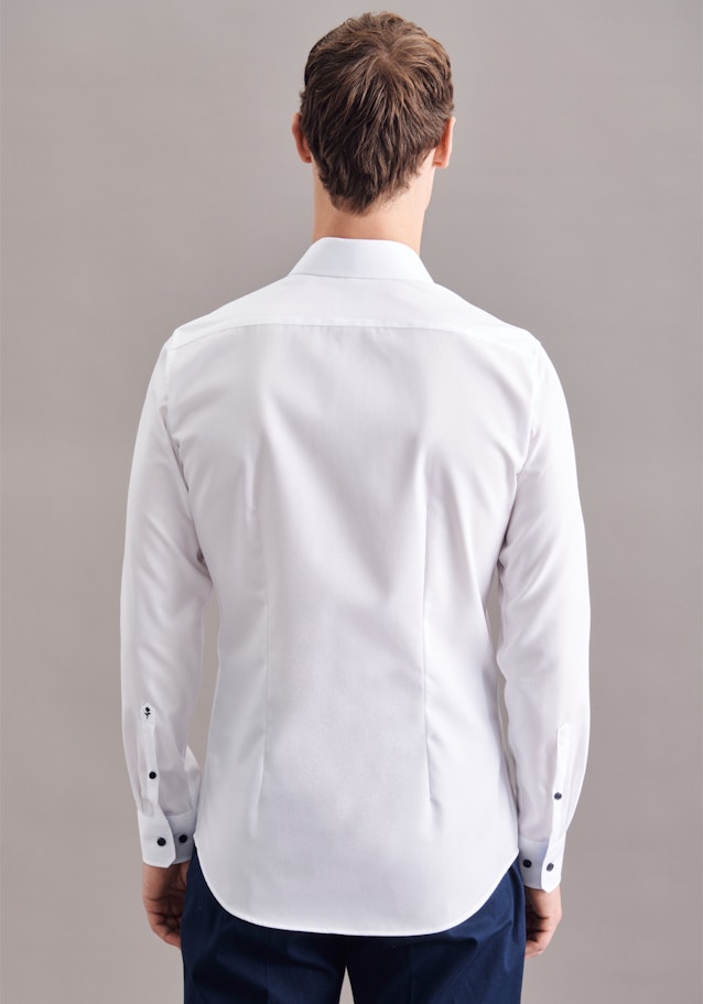 Non-iron Popeline Business overhemd in Shaped with Kentkraag and extra long sleeve in Wit |  Seidensticker Onlineshop