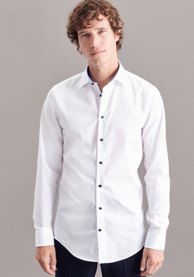 Non-iron Poplin Business Shirt in Slim with Kent-Collar and extra long sleeve in White |  Seidensticker Onlineshop