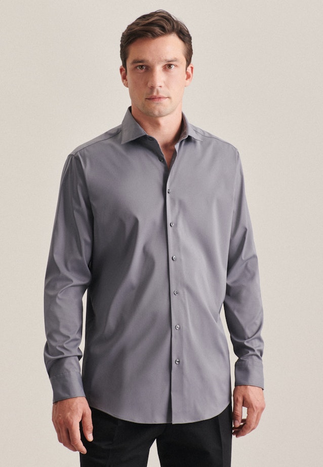 Regular Chemise Performance Uni in Gris |  Seidensticker Onlineshop