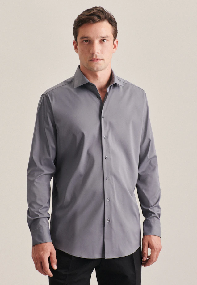 Regular Performance shirt Uni in Grey |  Seidensticker Onlineshop
