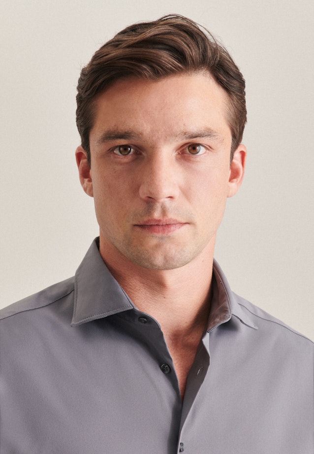 Regular Chemise Performance Uni in Gris |  Seidensticker Onlineshop