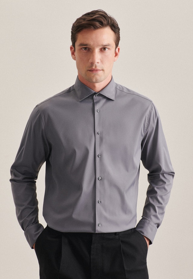 Regular Performance-Hemd Uni in Grau |  Seidensticker Onlineshop