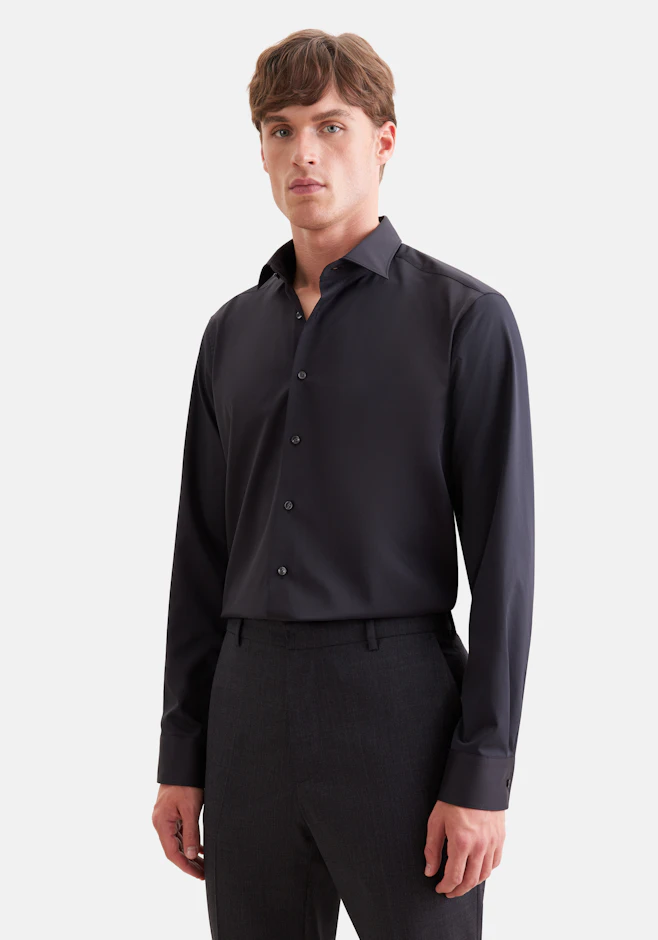 Regular Performance-Hemd Uni in Schwarz | Seidensticker Onlineshop