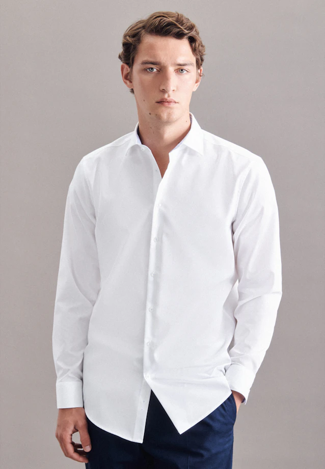 Regular Business Shirt Plain in White |  Seidensticker Onlineshop