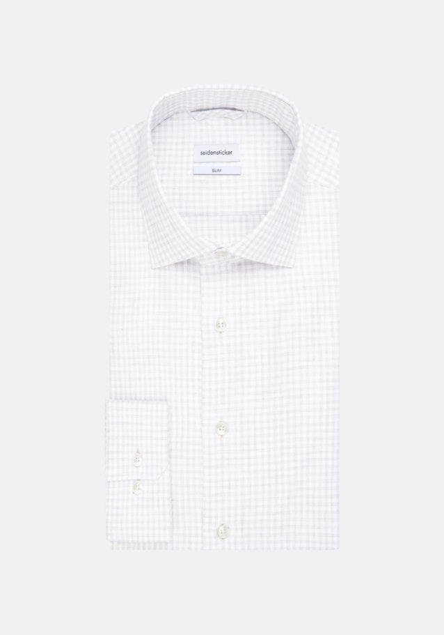 Bügelleichtes Twill Business Hemd in Slim mit Kentkragen in Grau |  Seidensticker Onlineshop