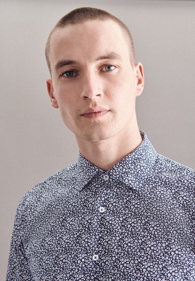 Shaped Business Shirt Print in Dark Blue |  Seidensticker Onlineshop