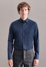 Shaped Business Shirt Plain in Dark Blue |  Seidensticker Onlineshop