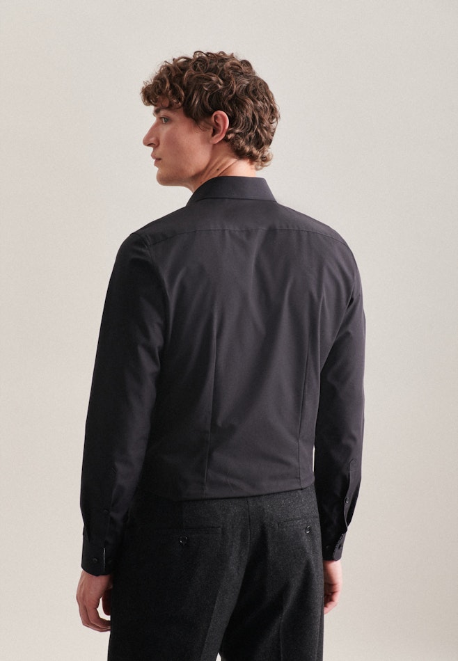 Non-iron Fil a fil Business Shirt in X-Slim with Kent-Collar in Black | Seidensticker online shop