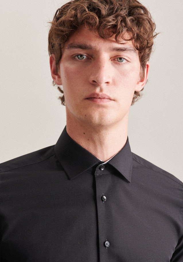 Non-iron Fil a fil Business Shirt in X-Slim with Kent-Collar in Black |  Seidensticker Onlineshop