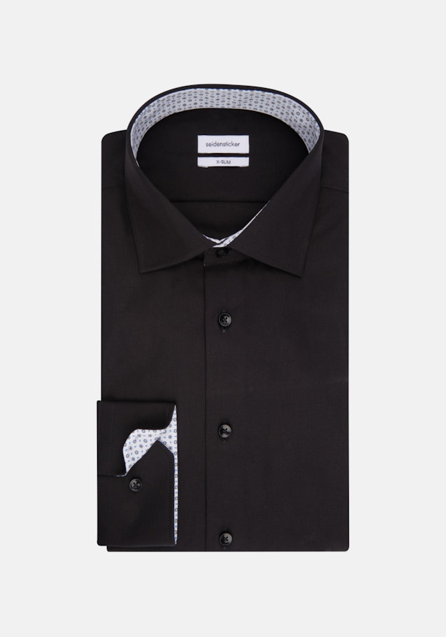 Non-iron Fil a fil Business overhemd in X-Slim with Kentkraag in Zwart |  Seidensticker Onlineshop