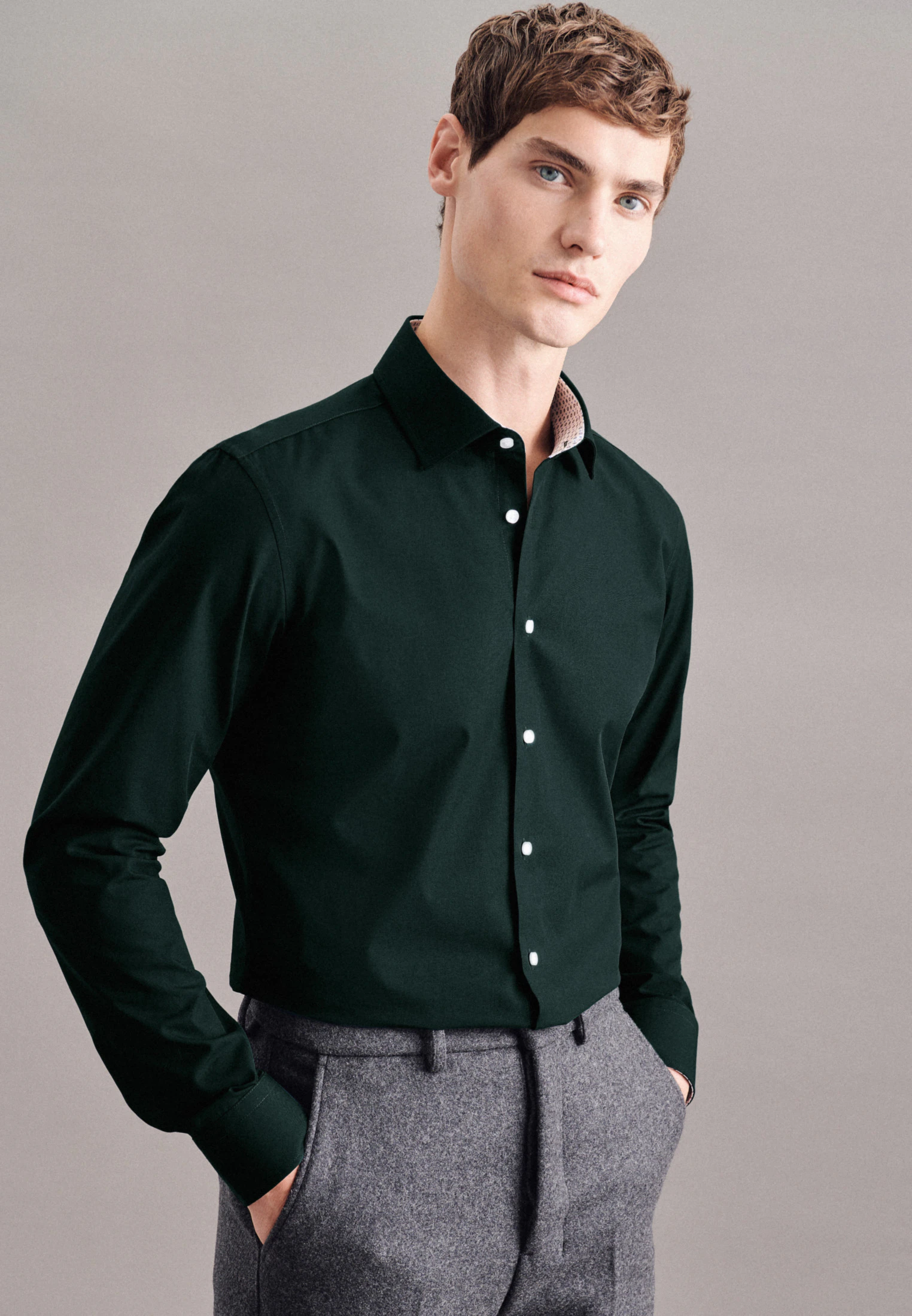 X-Slim Business Hemd Uni Grün