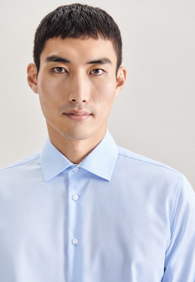 Non-iron Poplin Business Shirt in X-Slim with Kent-Collar in Medium Blue |  Seidensticker Onlineshop