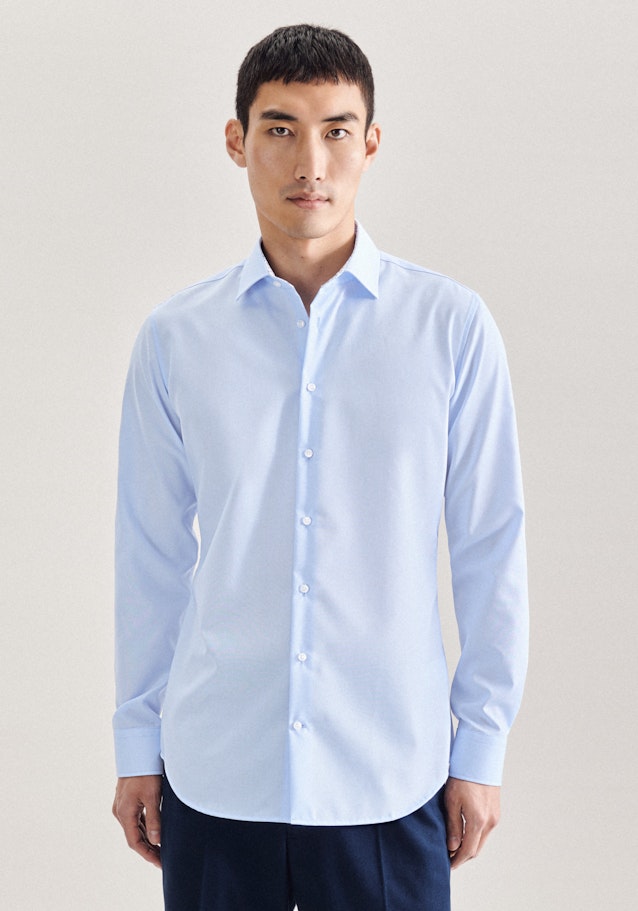 Non-iron Fil a fil Business overhemd in X-Slim with Kentkraag in Middelmatig Blauw | Seidensticker Onlineshop