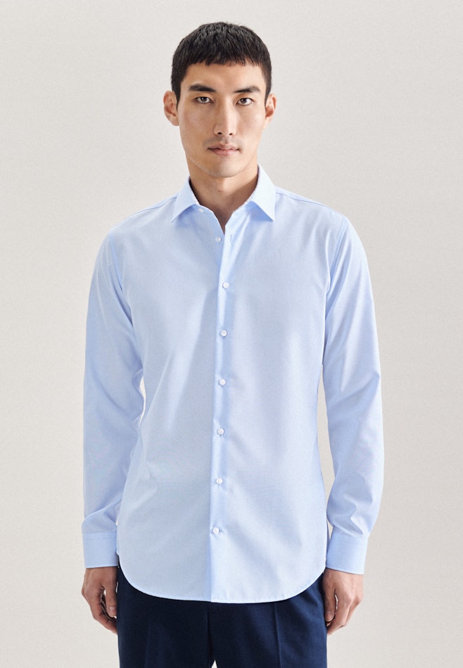 Non-iron Fil a fil Business Shirt in X-Slim with Kent-Collar in Medium Blue | Seidensticker online shop