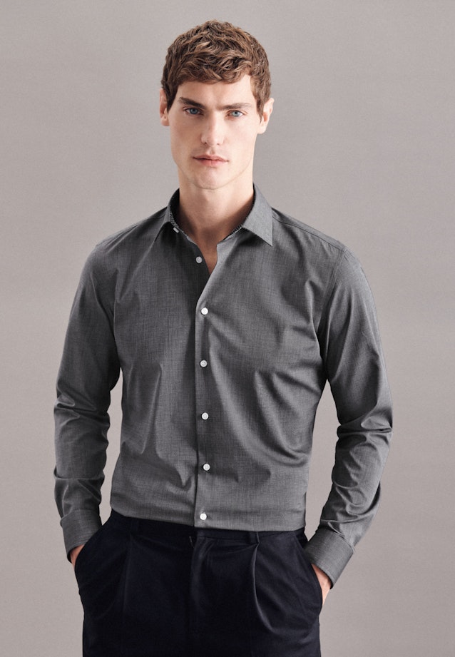 Non-iron Poplin Business Shirt in X-Slim with Kent-Collar in Grey |  Seidensticker Onlineshop