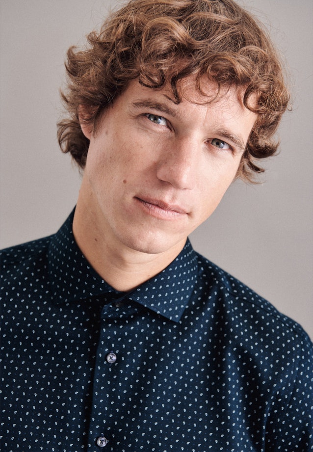 Slim Business Hemd Print in Dunkelblau |  Seidensticker Onlineshop