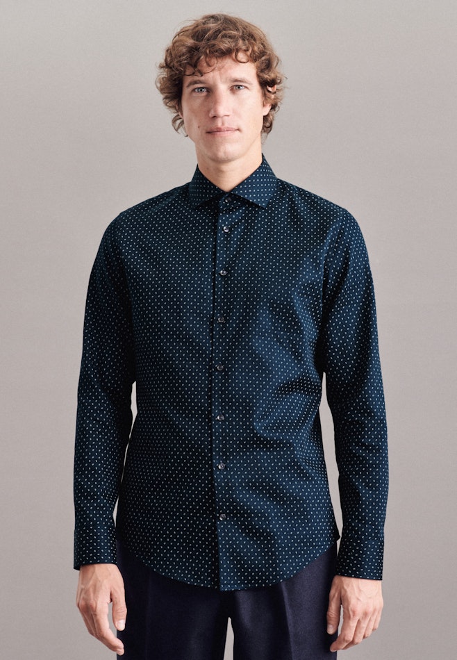 Chemise Business X-Slim Twill (sergé) Col Kent dans Bleu Foncé | Boutique en ligne Seidensticker