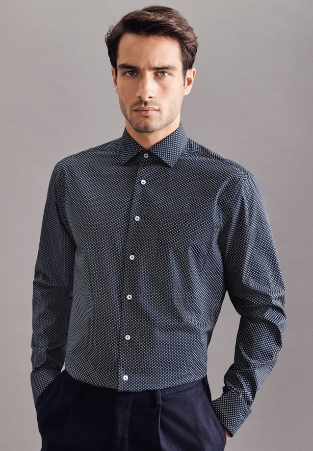 Regular Business Hemd Print in Dunkelblau |  Seidensticker Onlineshop