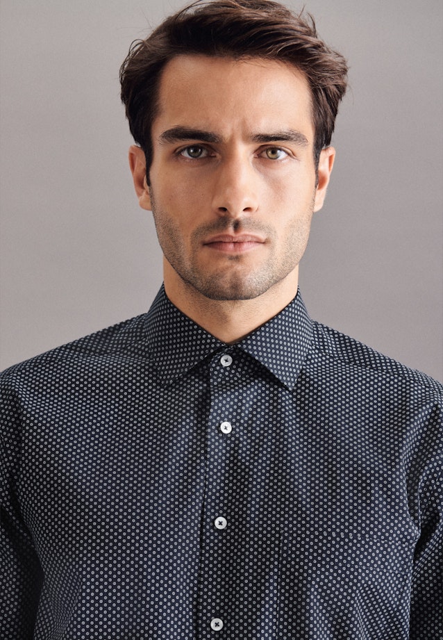 Regular Business Hemd Print in Dunkelblau |  Seidensticker Onlineshop