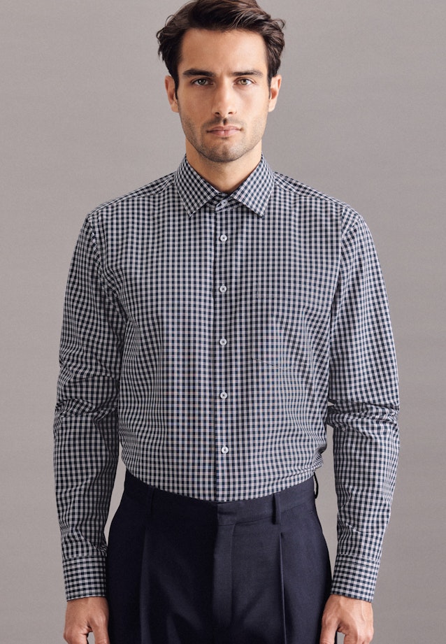 Regular Chemise Business carreaux in Bleu Foncé |  Seidensticker Onlineshop