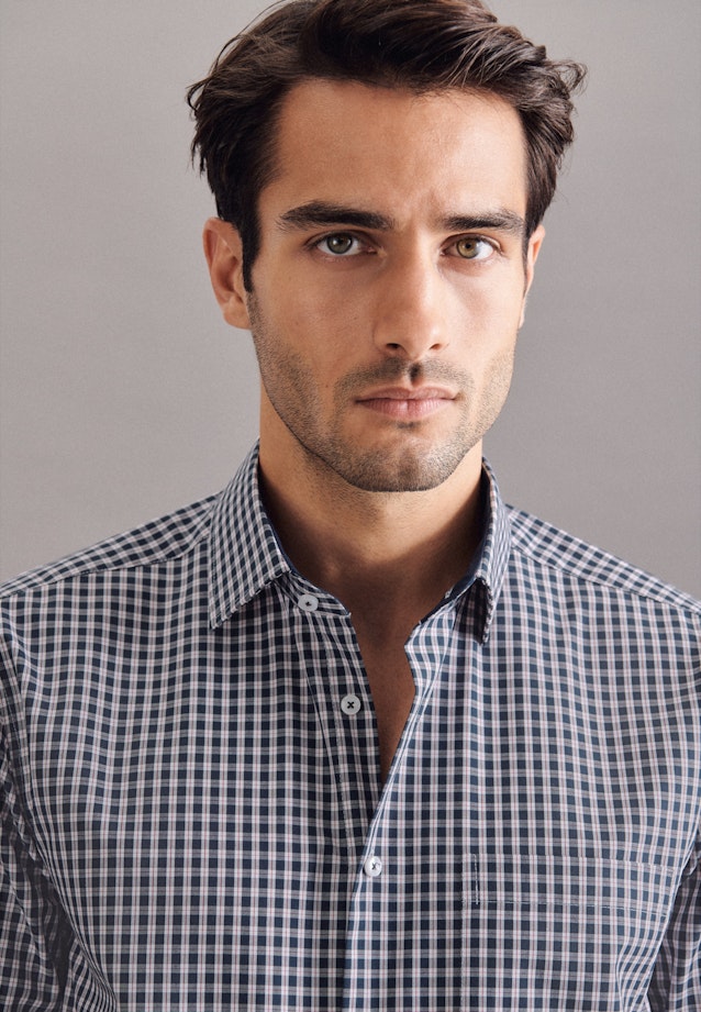 Regular Business Shirt Check in Dark Blue |  Seidensticker Onlineshop