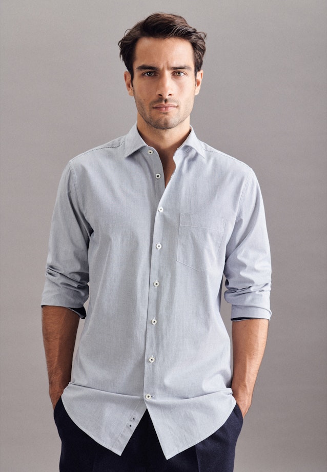 Regular Oxfordhemd Streifen in Dunkelblau |  Seidensticker Onlineshop