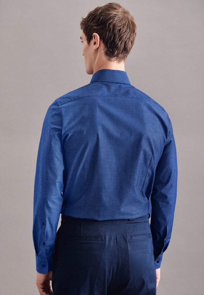 Non-iron Fil a fil Business Shirt in Slim with Kent-Collar in Medium Blue | Seidensticker online shop