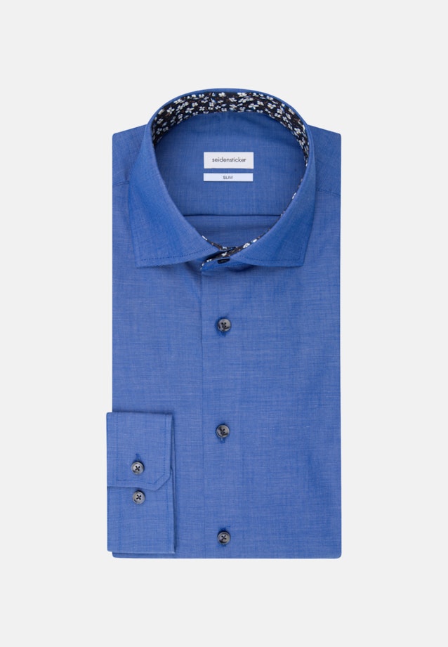 Chemise Business Slim Fil à fil Col Kent in Bleu Moyen |  Seidensticker Onlineshop