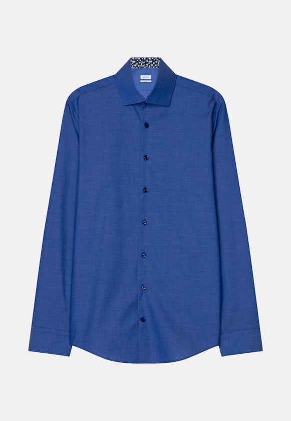 Chemise Business Slim Fil à fil Col Kent in Bleu Moyen |  Seidensticker Onlineshop