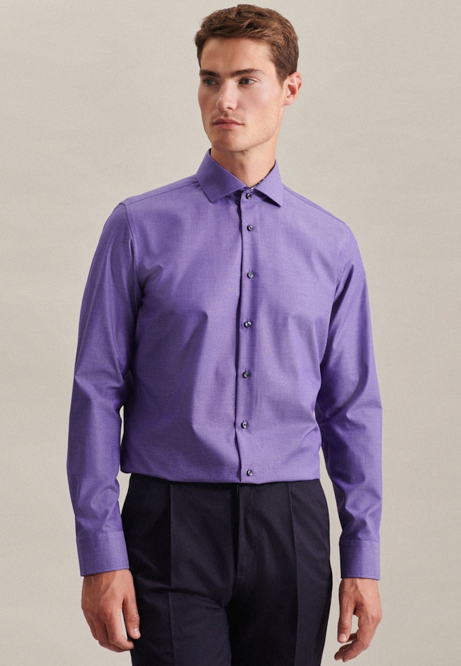 Non-iron Fil a fil Business Shirt in Slim with Kent-Collar in Purple | Seidensticker online shop